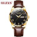 Marque OLEVS 6896 Mode Affaires En Cuir Véritable Montres Hommes Casual Chronographe Quartz Montre-Bracelet Relojes Al Por Mayor